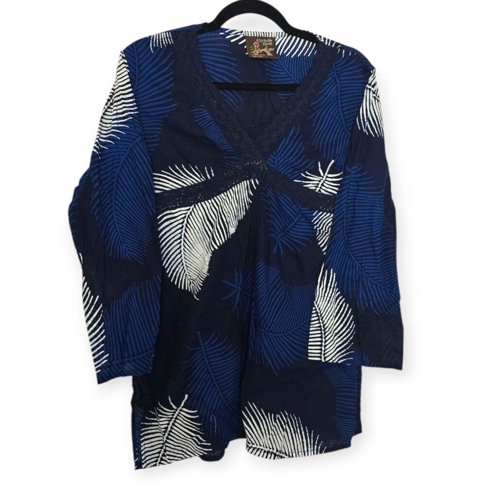 Caribelle Batik Size XL Tropical Tunic 100% cotton resort wear vacation palm
